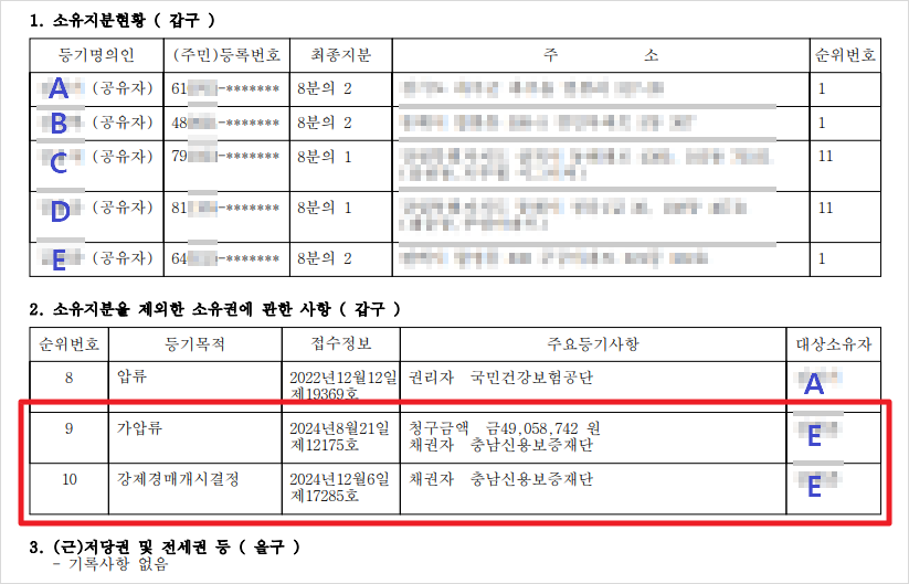 공유자 중 일부 지분에 대해서만 경매가 진행된 사례