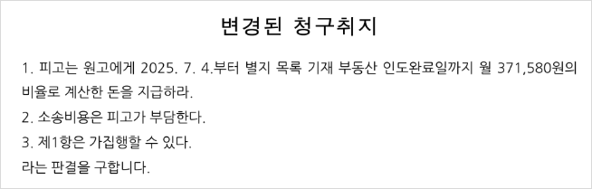 청구취지 및 청구원인 변경신청서에 기재한 변경된 청구취지