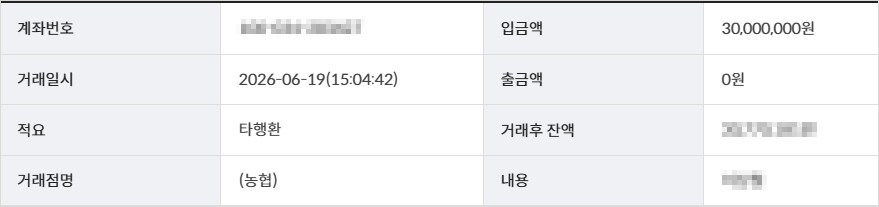 매매대금 입금내역